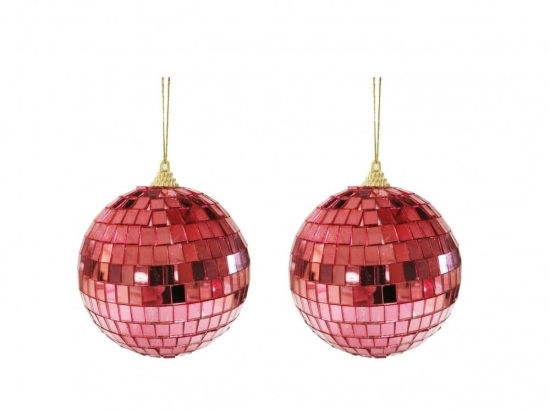 Χριστουγεννιάτικες Μπάλες Disco Mirror 02.1162267 (Σετ 2τμχ) 10cm Red-Dark Pink
