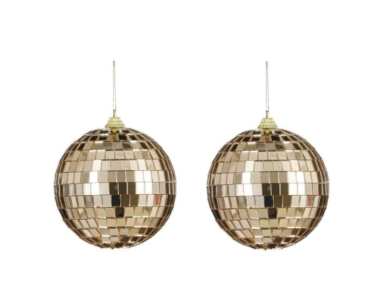 Χριστουγεννιάτικες Μπάλες Disco Mirror 02.1162269 (Σετ 2τμχ) 10cm Champagne