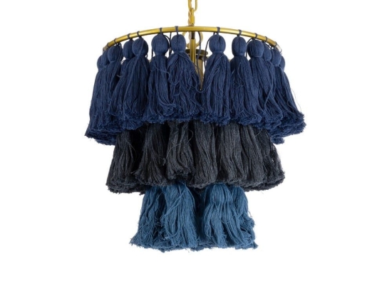 Φωτιστικό Οροφής Κρεμαστό Missoula 02085 Boho 1xE27 IP20 30x40cm Blue-Black GloboStar