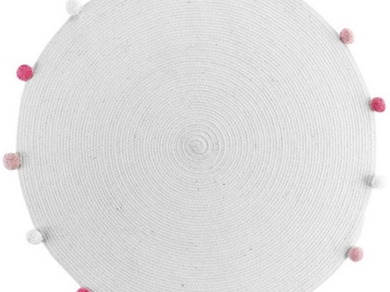 Χαλί Παιδικό Στρογγυλό 027.1609491 White-Pink 90X90cm Round