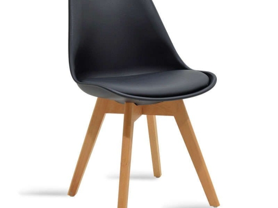 Καρέκλα Gaston 029-000051 Black - Natural Σετ 2τμχ Πολυπροπυλένιο,Τεχνόδερμα
