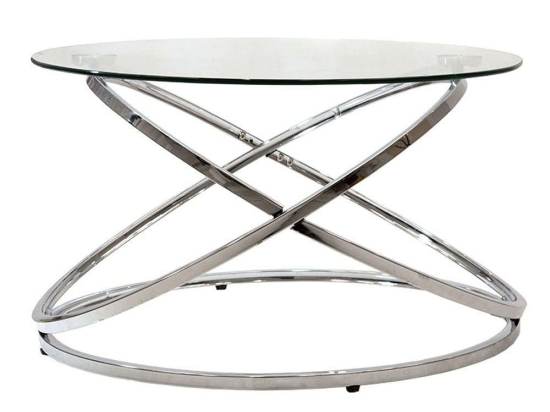 Τραπέζι Σαλονιού Sabin 029-000106 Φ80x43cm Silver-Clear