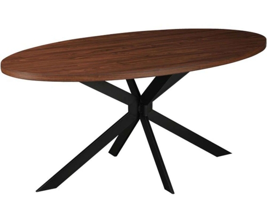 Τραπέζι Donal 029-000207 180x90x76cm Walnut-Black Mdf,Μέταλλο