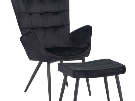 Πολυθρόνα - Μπερζέρα Με Υποπόδιο Dorita 029-000217 68,5x76x103cm Black