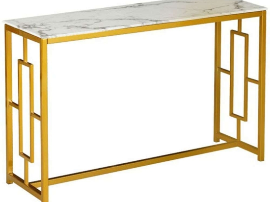 Κονσόλα Eccento 029-000223 120x40x71,5cm Marble Effect White-Gold