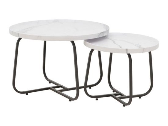 Τραπέζια Σαλονιού Crismory 029-000243 (Σετ 2Τμχ) 50x50x40,5/70x70x46,5cm White-Black