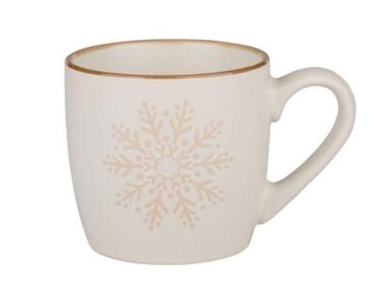 Κούπα Κεραμική Χιονονιφάδα 03.58644 13x9Χ8,5cm 350ml Beige