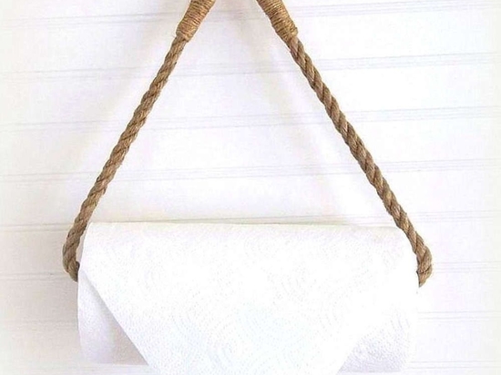 Κρεμάστρα Χαρτοθήκη HM9072 Με Βάση 12x45x3cm Natural Σχοινί,Μέταλλο