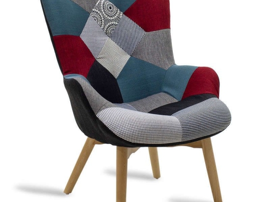 Πολυθρόνα Kido Υφασμάτινη Patchwork 71X74,5X100,5Cm 046-000001 Ξύλο,Ύφασμα