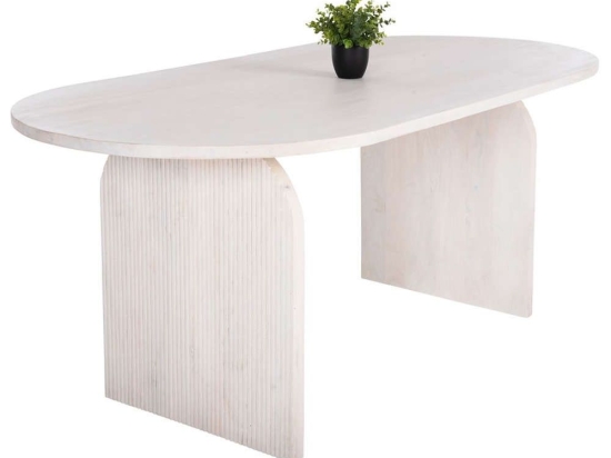 Τραπέζι Τραπεζαρίας Οβάλ Honky HM9690 180,5x90,5x76cm Από Μασίφ Mango Ξύλο White Ξύλο