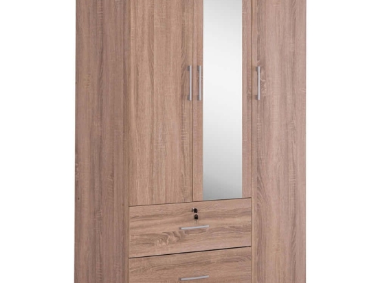 Ντουλάπα Τρίφυλλη Με Καθρέπτη Jarry HM2485.11 119x48x183cm Sonoma Τρίφυλλη