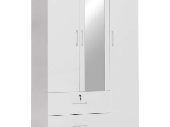 Ντουλάπα Τρίφυλλη Με Καθρέπτη Jarry HM2485.01 119x48x183cm White Τρίφυλλη