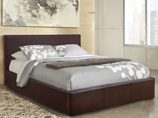 Κρεβάτι Bobbi HM554.02 Με Αποθηκευτικό Χώρο Και Καφέ Τεχνόδερμα Διπλό Τεχνόδερμα