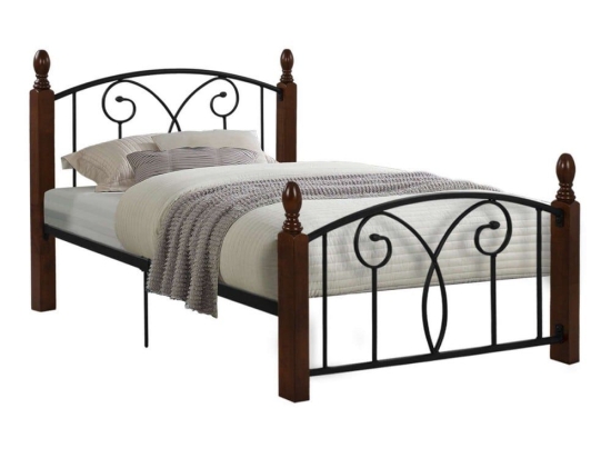 Κρεβάτι Suzie HM389 Για Μονό Στρώμα 90x190cm Walnut-Black Μονό Μέταλλο,Ξύλο