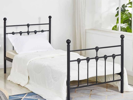 Κρεβάτι HM574.01 190Χ90cm Black Μονό Μέταλλο