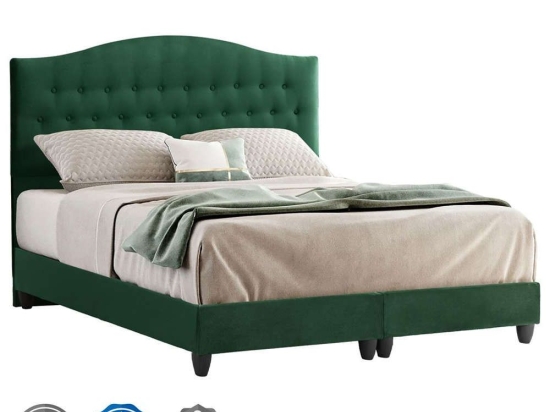 Κρεβάτι Malena HM638.13 Για Στρώμα 150x200cm Βελούδινο Dark Green Διπλό Βελούδο