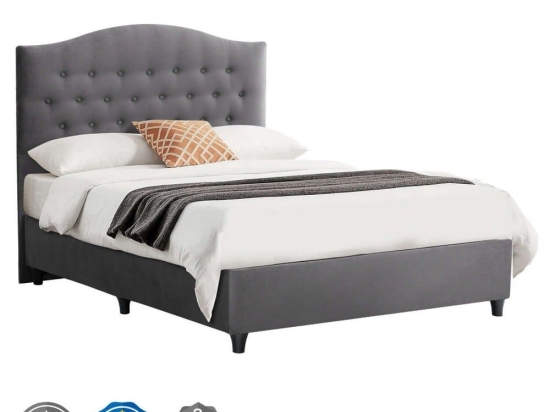 Κρεβάτι Malena HM647.10 Για Στρώμα 120x200cm Grey Ημίδιπλο Βελούδο