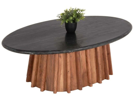 Τραπέζι Σαλονιού Draxx HM9934 120x70x38cm Marble Black-Walnut