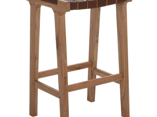 Σκαμπώ Μπαρ HM9382.01 40x35x65cm Teak Natural Ξύλο,PU