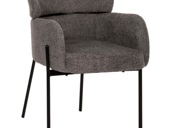 Πολυθρόνα Wolf HM8583.01 58x58x80cm Με Μεταλλικά Πόδια & Μπουκλέ Ύφασμα Grey Μέταλλο,Ύφασμα