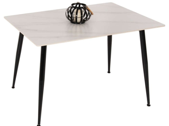 Τραπέζι Τραπεζαρίας Sintered Stone HM8589.02 120x80x76cm Marble White Πέτρα,Μέταλλο