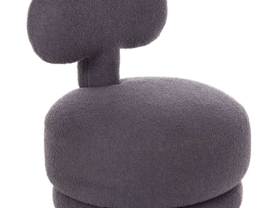 Σκαμπό Με Πλάτη Krivio HM9775.01 52x53x60cm Με Ύφασμα Teddy Grey Ύφασμα