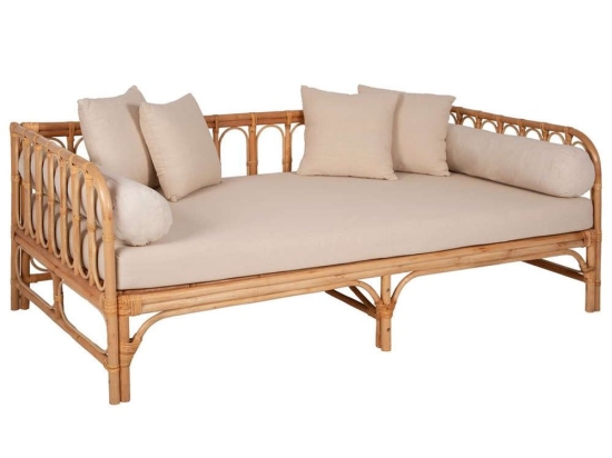 Καναπές - Κρεβάτι Lignano HM9660 200x100x75cm Με Μαξιλάρια Natural-Beige Τριθέσιος