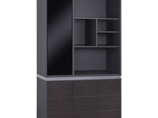 Βιβλιοθήκη Γραφείου Επαγγελματική Grey-Wenge Rosewood HM2091L 120Χ40Χ200Υ εκ.