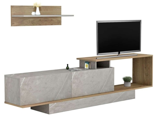 Σύνθετο Τηλεόρασης Garcelle HM8904.14 180x29,6x45cm Texture Natural-Stone Μελαμίνη