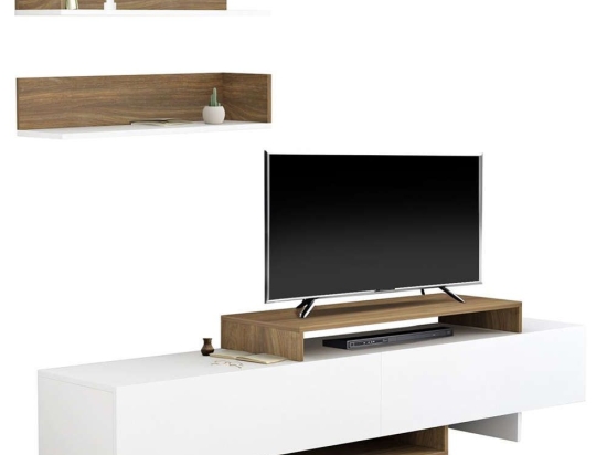 Σύνθετο Τηλεόρασης Eduardo HM8909.12 180x29,5x45cm White-Natural Μελαμίνη