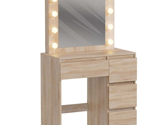 Τουαλέτα Με Καθρέπτη & Φως Led Keitlin HM2499.01 80x40x140cm Sonoma