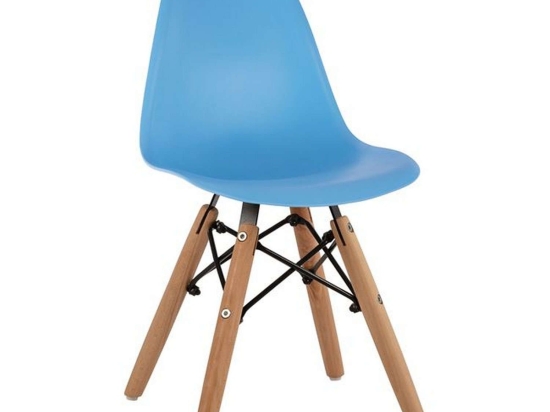 Καρέκλα Παιδική Με Ξύλινα Πόδια Twist Kid HM8453.08 Blue Σετ 4τμχ Πολυπροπυλένιο,Ξύλο,Μέταλλο