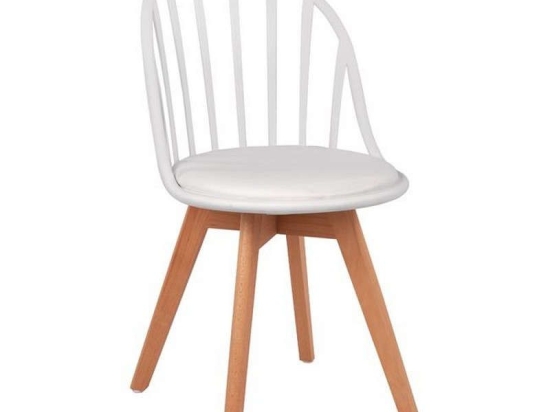 Καρέκλα Alina HM8456.01 Με Ξύλινα Πόδια 47x56x84 White Σετ 4τμχ Πολυπροπυλένιο,Ξύλο,Μέταλλο