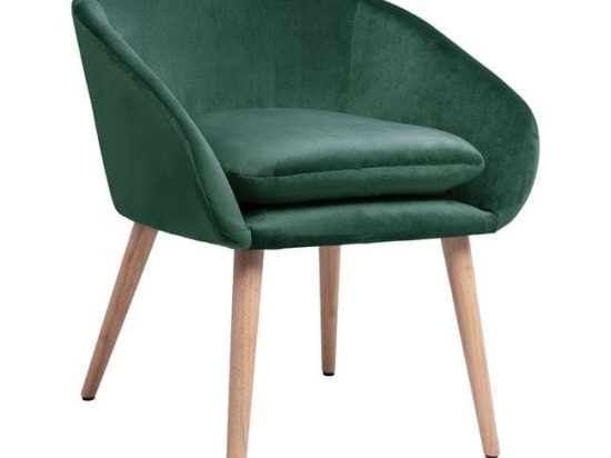 Πολυθρόνα Ellie HM8391.03 Dark Green 60x63x70Υ εκ. Βελούδο, Ξύλο
