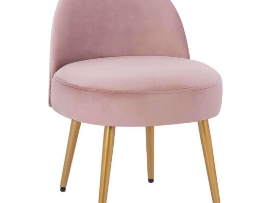 Σκαμπό Με Πλάτη Yasmine HM8395.12 47x43x65Υcm Dusty Pink-Gold Βελούδο, Μέταλλο
