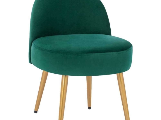 Σκαμπό Με Πλάτη Yasmine HM8395.13 47x43x65Υcm Forest Green-Gold Βελούδο, Μέταλλο