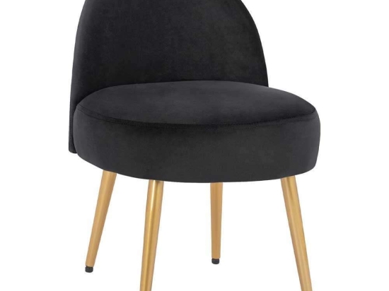 Σκαμπό Με Πλάτη Yasmine HM8395.14 47x43x65Υcm Black-Gold Βελούδο, Μέταλλο