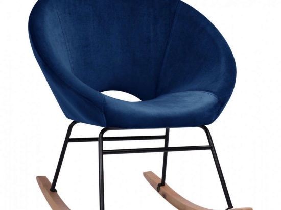 Πολυθρόνα Κουνιστή Paulina HM8399.08 76x86x76cm Βελούδινη Blue Βελούδο, Ξύλο