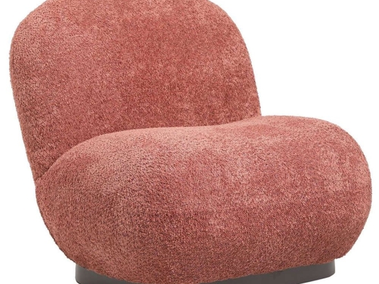 Πολυθρόνα Beany HM9591.02 85x82x77cm Με Μπουκλέ Ύφασμα Pink Ύφασμα