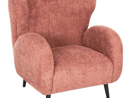 Πολυθρόνα Μπερζέρα Kryly HM9593.02 83x87x89cm Με Ξύλινα Πόδια & Μπουκλέ Ύφασμα Pink Ξύλο,Ύφασμα