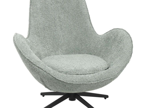 Πολυθρόνα Περιστρεφόμενη Brynn HM9594.05 86x76x87cm Με Μεταλλική Βάση & Μπουκλέ Ύφασμα Green-Black Μέταλλο,Ύφασμα