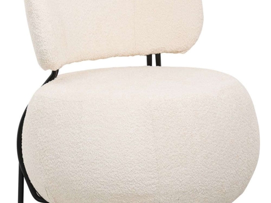 Πολυθρόνα Στρογγυλή Karsen HM9598.06 79x78,5x76cm Με Μπουκλέ Ύφασμα Ecru Ύφασμα