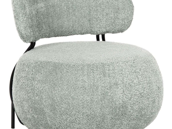 Πολυθρόνα Στρογγυλή Karsen HM9598.05 75x75x75cm Με Μπουκλέ Ύφασμα Mint Ύφασμα