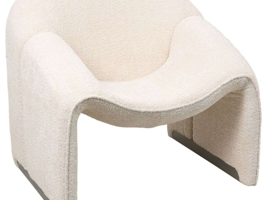 Πολυθρόνα Spiner HM9599.06 81x64x74cm Με Μπουκλέ Ύφασμα Ecru Ύφασμα