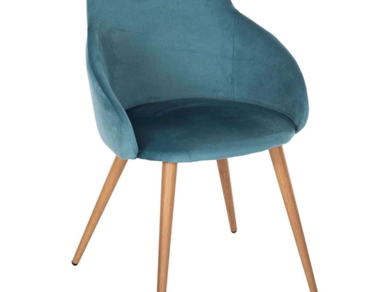 Πολυθρονάκι Ivy HM8546.05 53x55x79cm Με Μεταλλικά Πόδια & Βελούδο Turkuaz Βελούδο, Μέταλλο