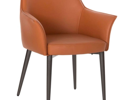Πολυθρόνα Τραπεζαρίας Helm HM9767.01 61x56x77cm Με Μεταλλικά Πόδια Camel-Grey Μέταλλο,Τεχνόδερμα