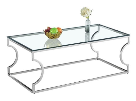 Τραπέζι Σαλονιού Amara Silver 120X60X45 HM8615.01 Μέταλλο,Γυαλί