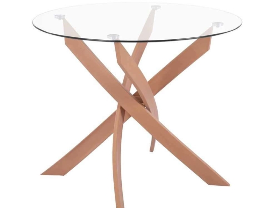 Τραπέζι HM8499.02 Φ90X74Y cm Natural-Clear Μέταλλο,Γυαλί
