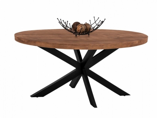 Τραπέζι HM8482.11 Oval Από Μασίφ Ξύλο Mango 160x90x77cm Natural-Black Μέταλλο,Ξύλο