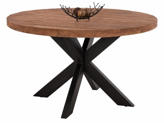 Τραπέζι Wes HM8484.11 Από Μασίφ Ξύλο Mango D130Χ78cm Natural Μέταλλο,Ξύλο